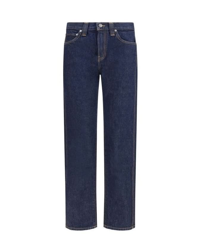 Khaite Blue Cotton Straight Leg Jeans 