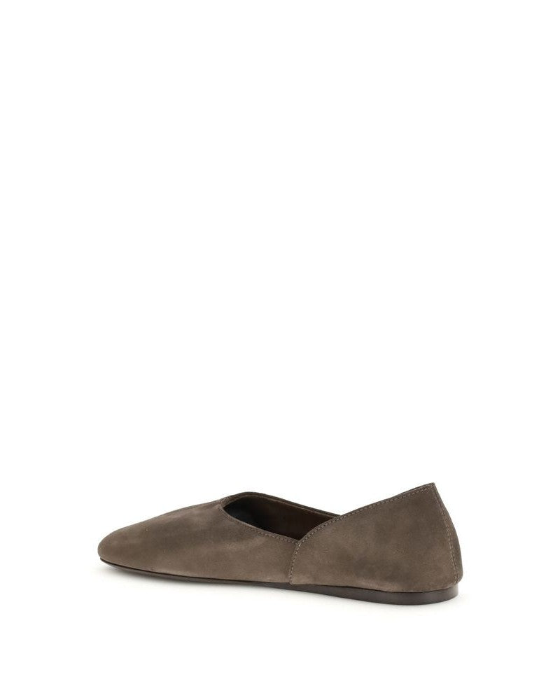 Khaite Brown Calf Leather Bos Taurus Ballet Flats Glam Steals