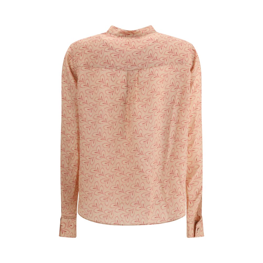 Kristina Ti Blouse with Foliage Print and Refined Stand Up Collar Glam Steals