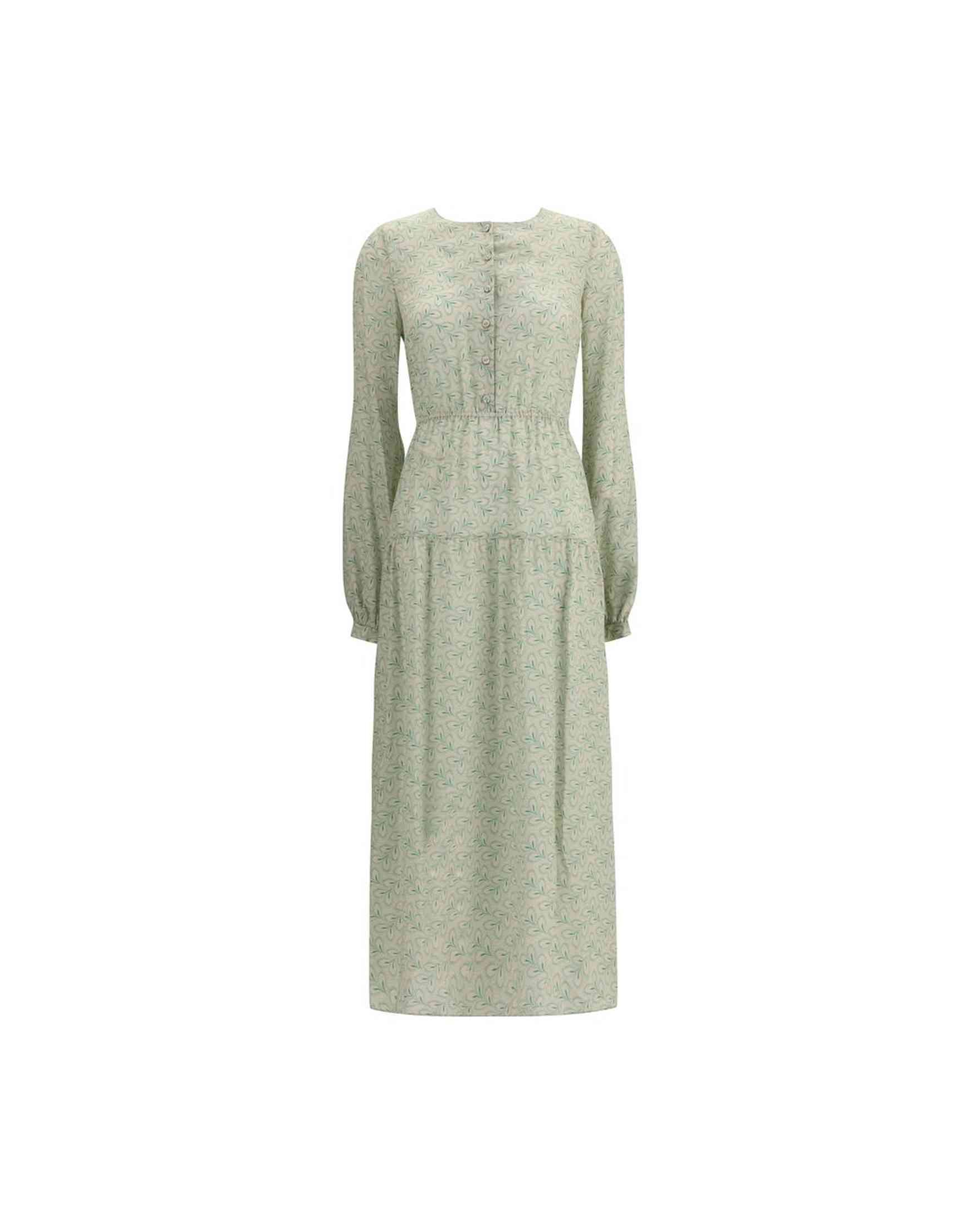 Kristina Ti Silk Long Dress with Foliage Print Glam Steals