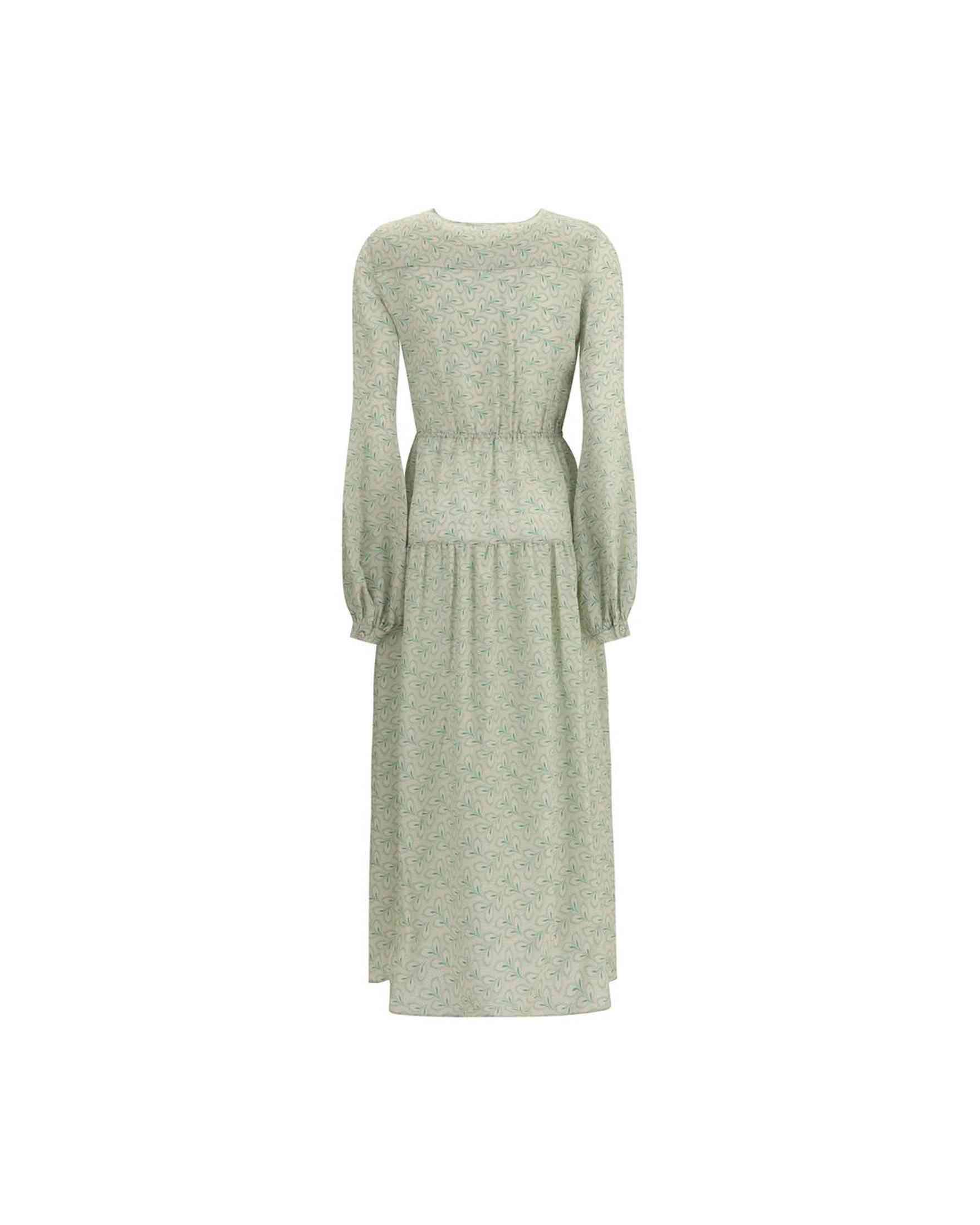 Kristina Ti Silk Long Dress with Foliage Print Glam Steals