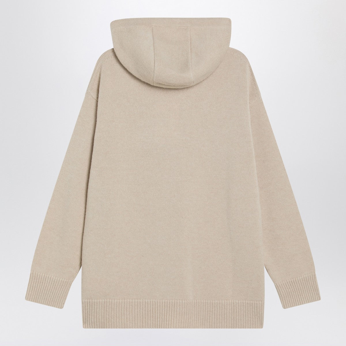 Max Mara Beige wool and cashmere knit hoodie Glam Steals