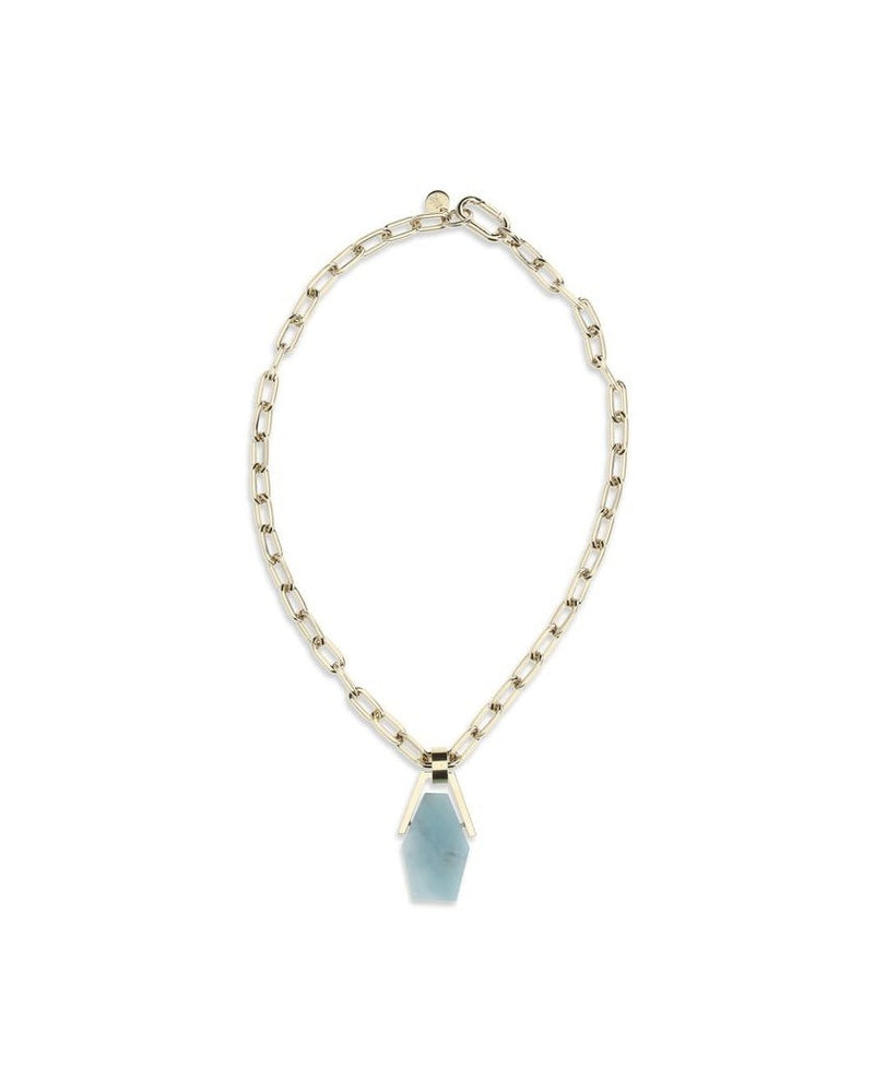 La Double J Light Blue Brass Necklace Glam Steals