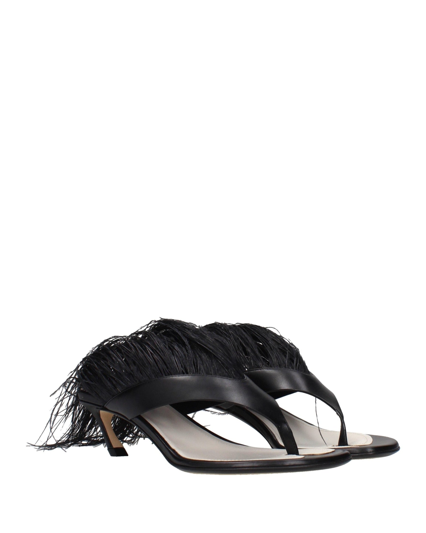Lanvin Black Leather Flip Flop Sandals Heels