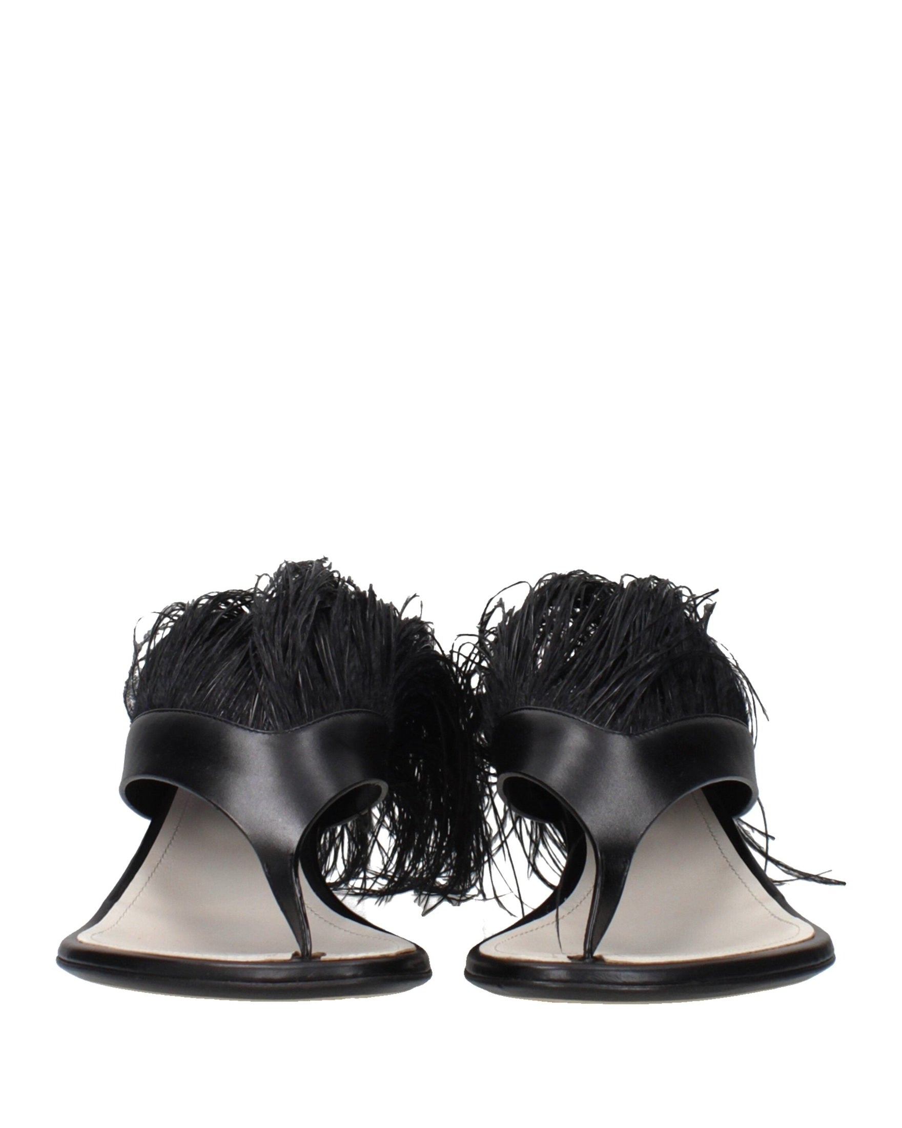 Lanvin Black Leather Flip Flop Sandals Heels