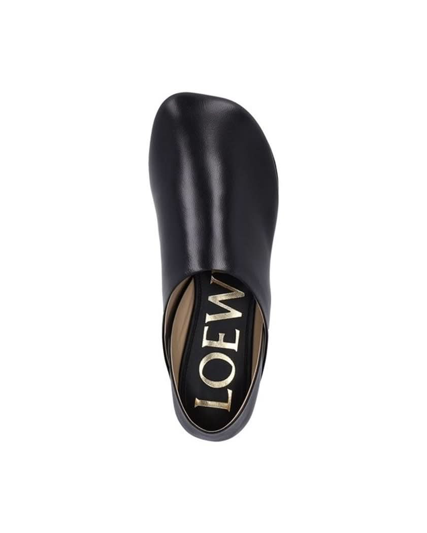 Loewe Black Lamb Leather Slip On Loafers 