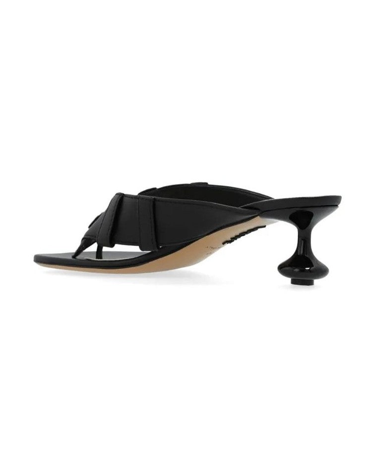 Loewe Black Leather Lamb Flat Sandals Glam Steals