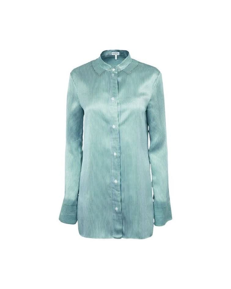 Loewe Blue Silk Pattern Shirt 