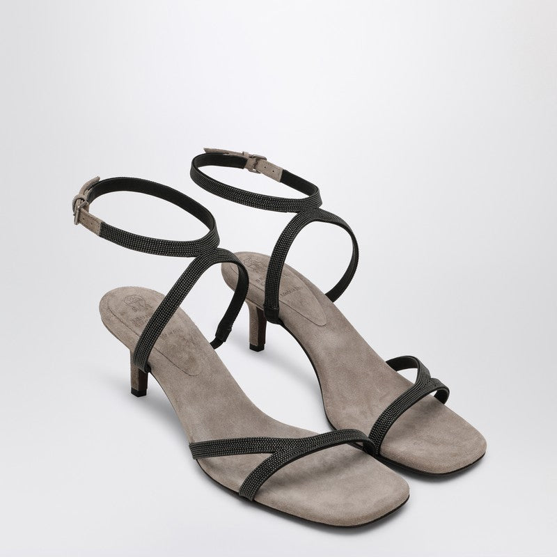 Brunello Cucinelli Grey Sandals City with Precious Straps Glam Steals