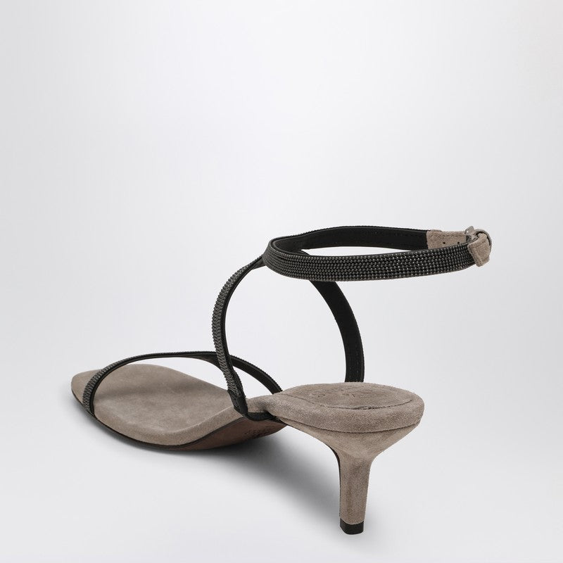 Brunello Cucinelli Grey Sandals City with Precious Straps Glam Steals