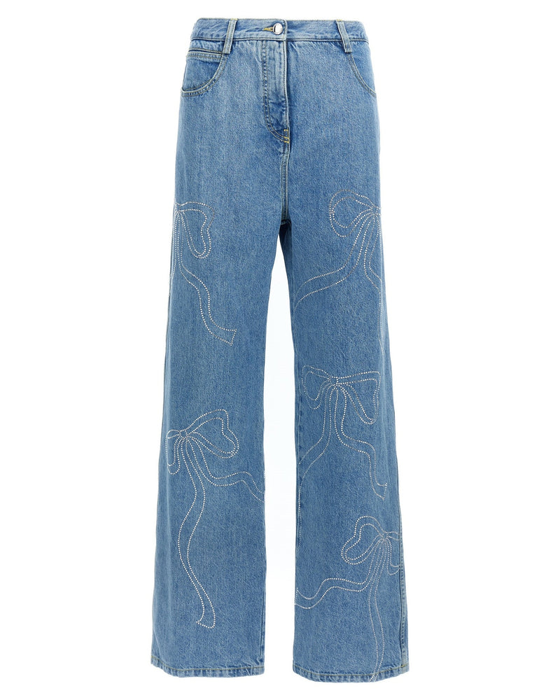 Mach & Mach Crystal Ribbon Hot Fix Jeans Glam Steals