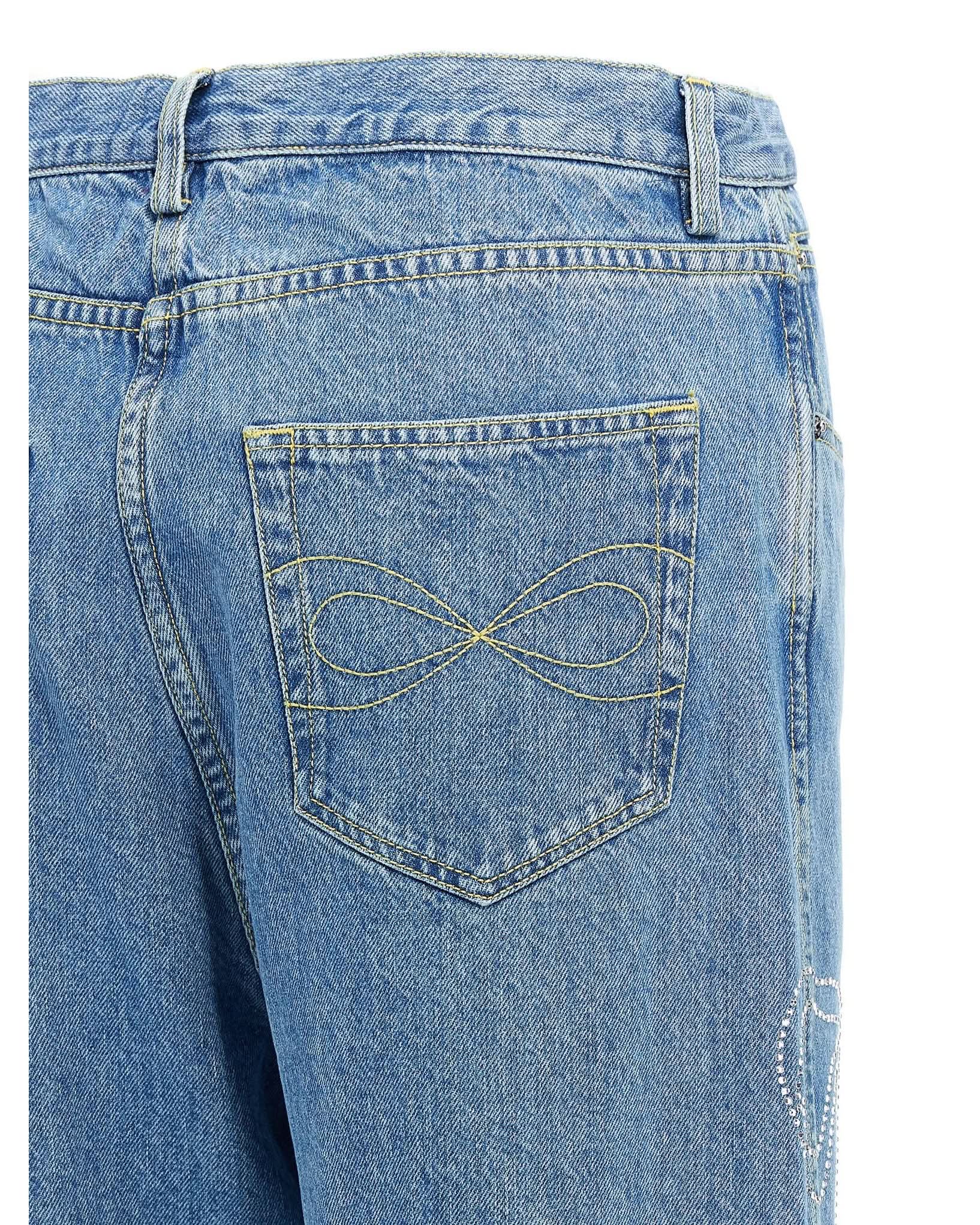 Mach & Mach Crystal Ribbon Hot Fix Jeans Glam Steals