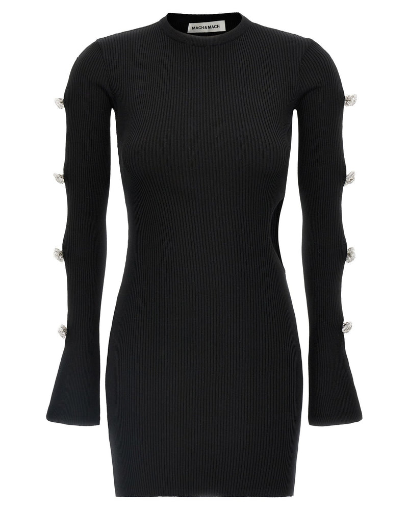 Mach & Mach Cut Out Crystal Bow Dress Glam Steals