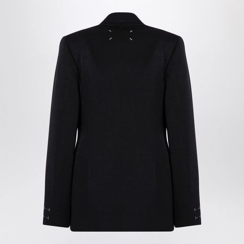 Maison Margiela Black Wool Double Breasted Jacket in Glam Steals