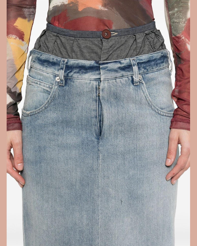 Maison Margiela Denim Maxi Cotton Skirt Glam Steals