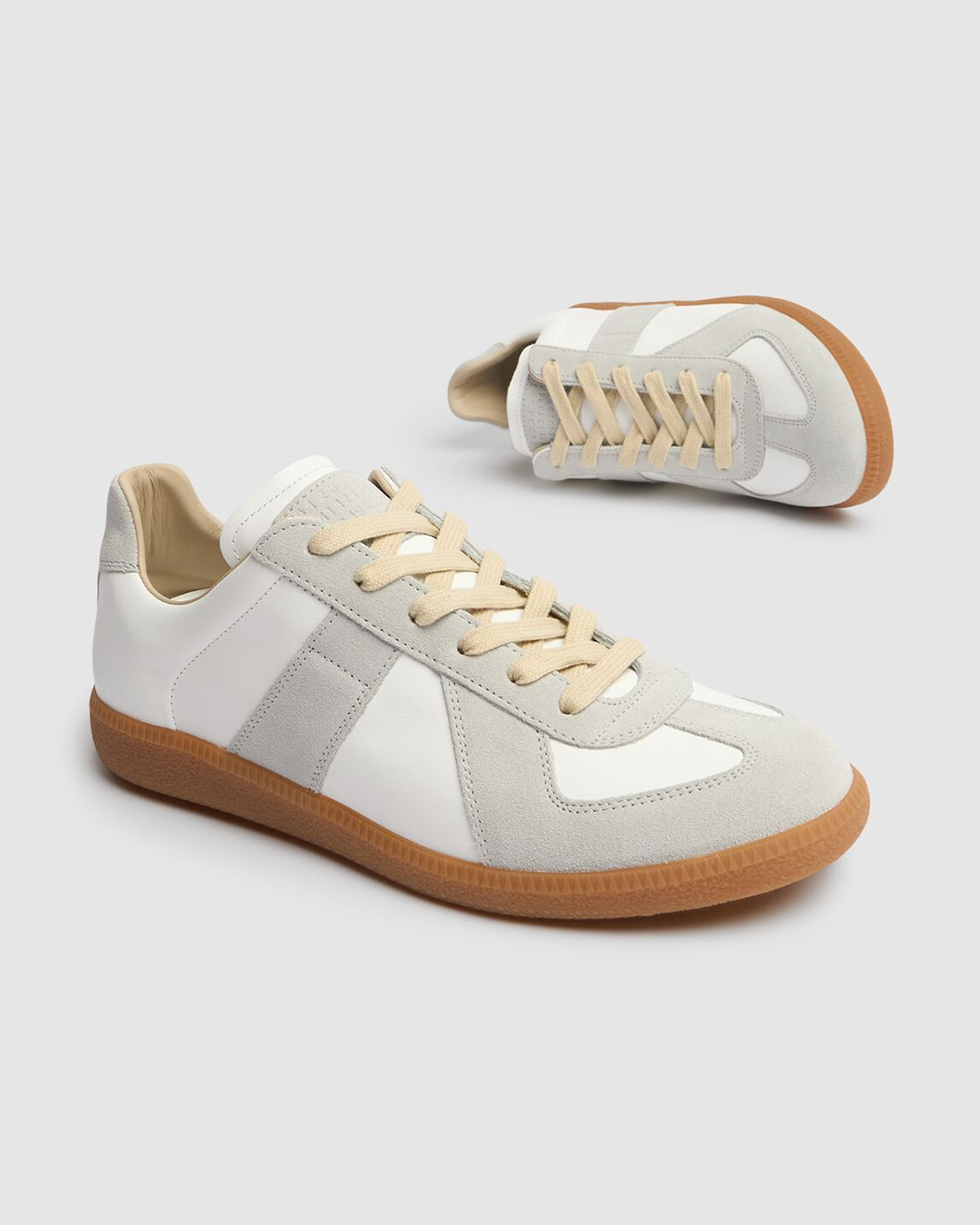 Maison Margiela Leather Low Replica And Suede Sneakers Glam Steals