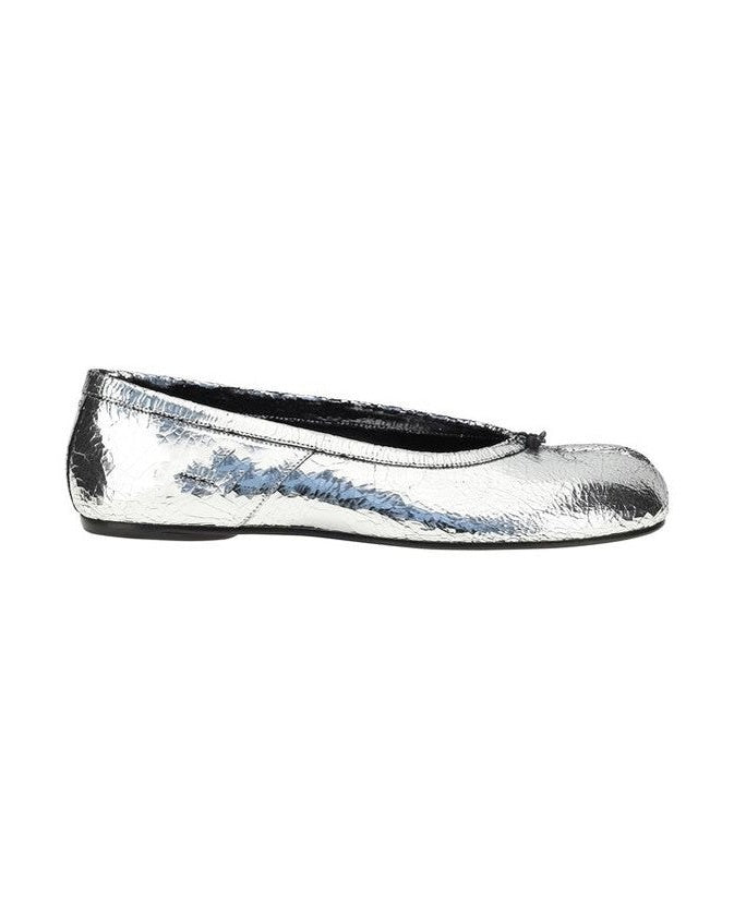 Maison Margiela Silver Calf Leather Bos Taurus Ballet Flats Glam Steals