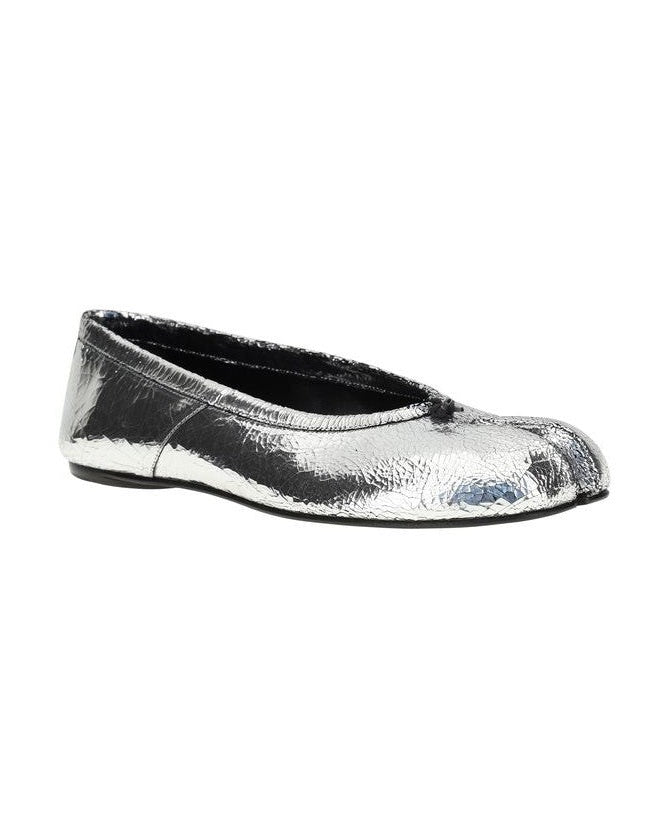 Maison Margiela Silver Calf Leather Bos Taurus Ballet Flats Glam Steals
