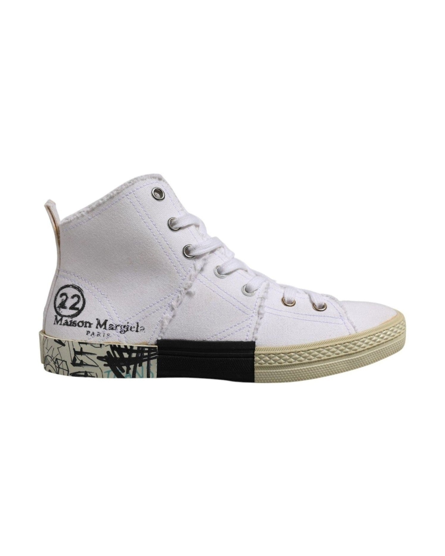 Maison Margiela White Lace Up Mid Top Women Sneakers Shoes Sneakers