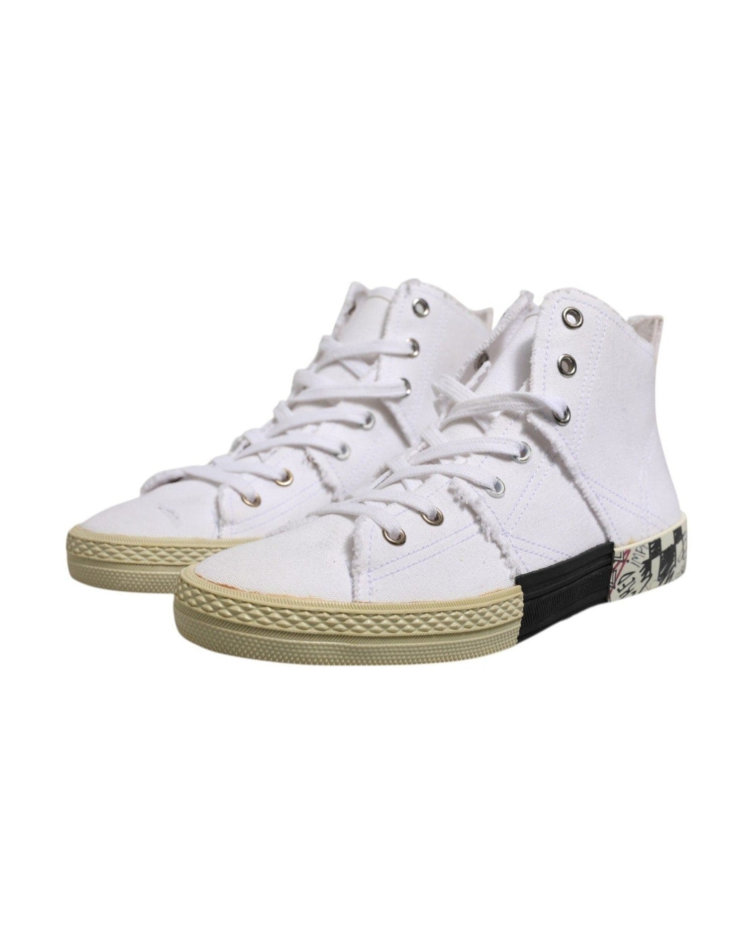 Maison Margiela White Lace Up Mid Top Women Sneakers Shoes Glam Steals