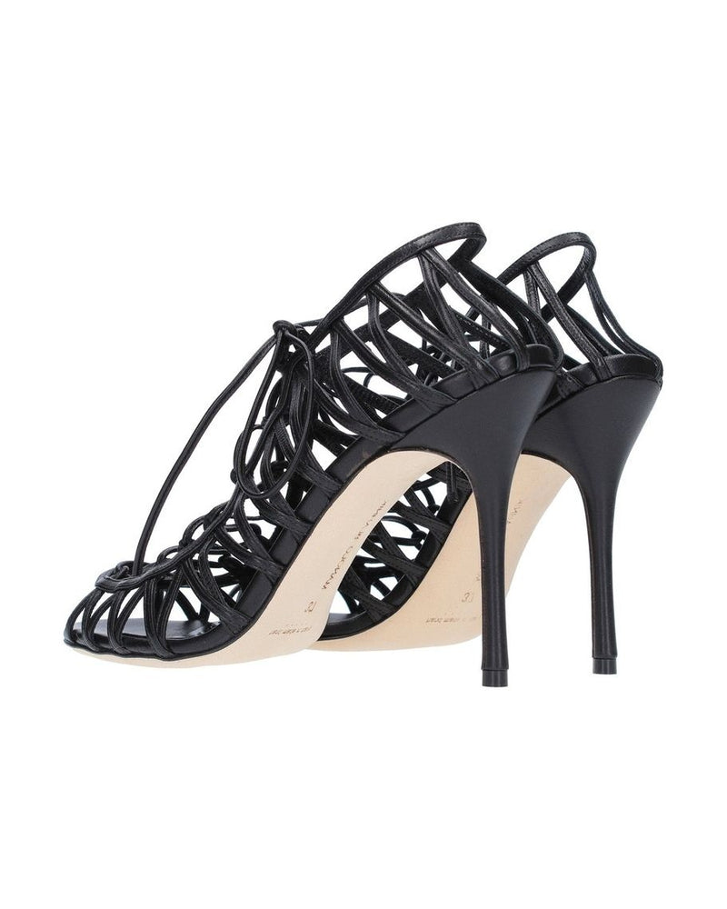 Manolo Blahnik Black Leather Sandals Glam Steals