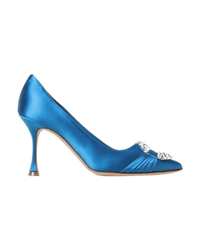 Manolo Blahnik Blue Silk High Heel Pumps Glam Steals