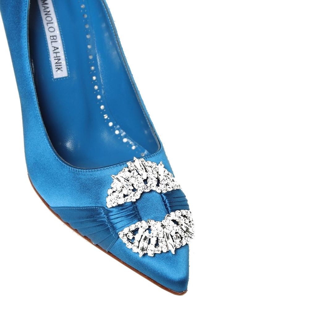 Manolo Blahnik Blue Silk High Heel Pumps Glam Steals