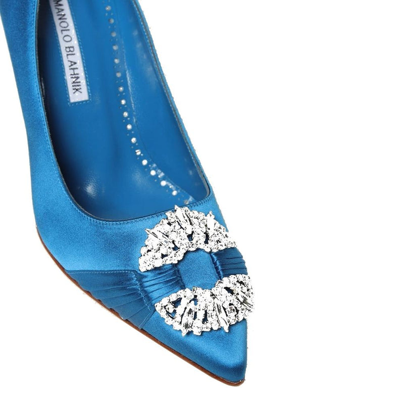 Manolo Blahnik Blue Silk High Heel Pumps Glam Steals