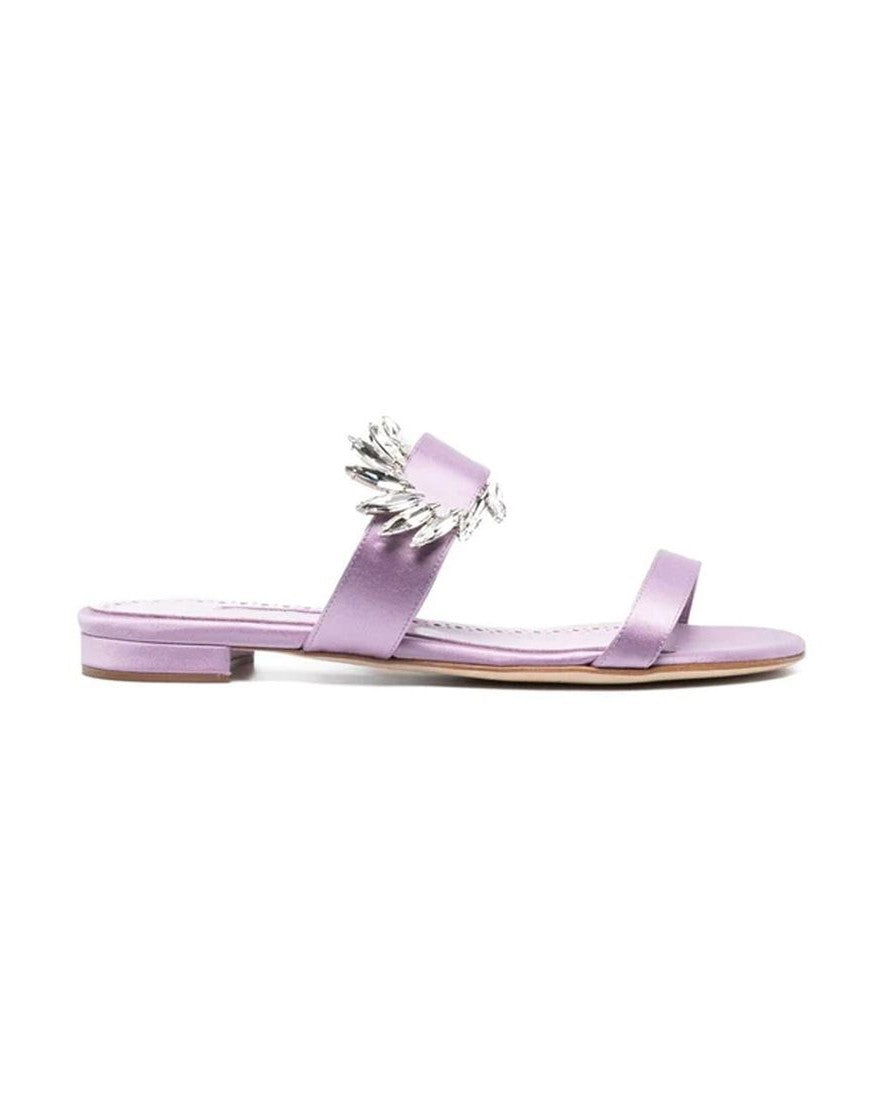 Manolo Blahnik Purple Silk Flat Sandals Glam Steals