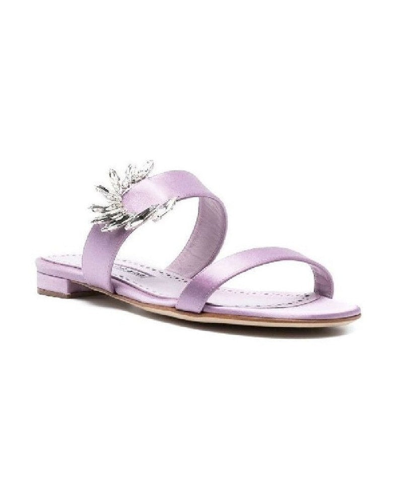 Manolo Blahnik Purple Silk Flat Sandals Glam Steals