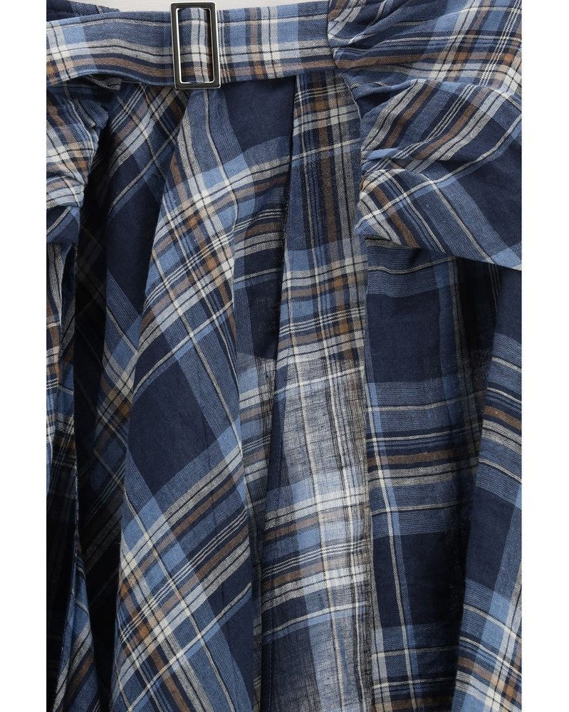 Marbell Blue Linen Midi Skirt 