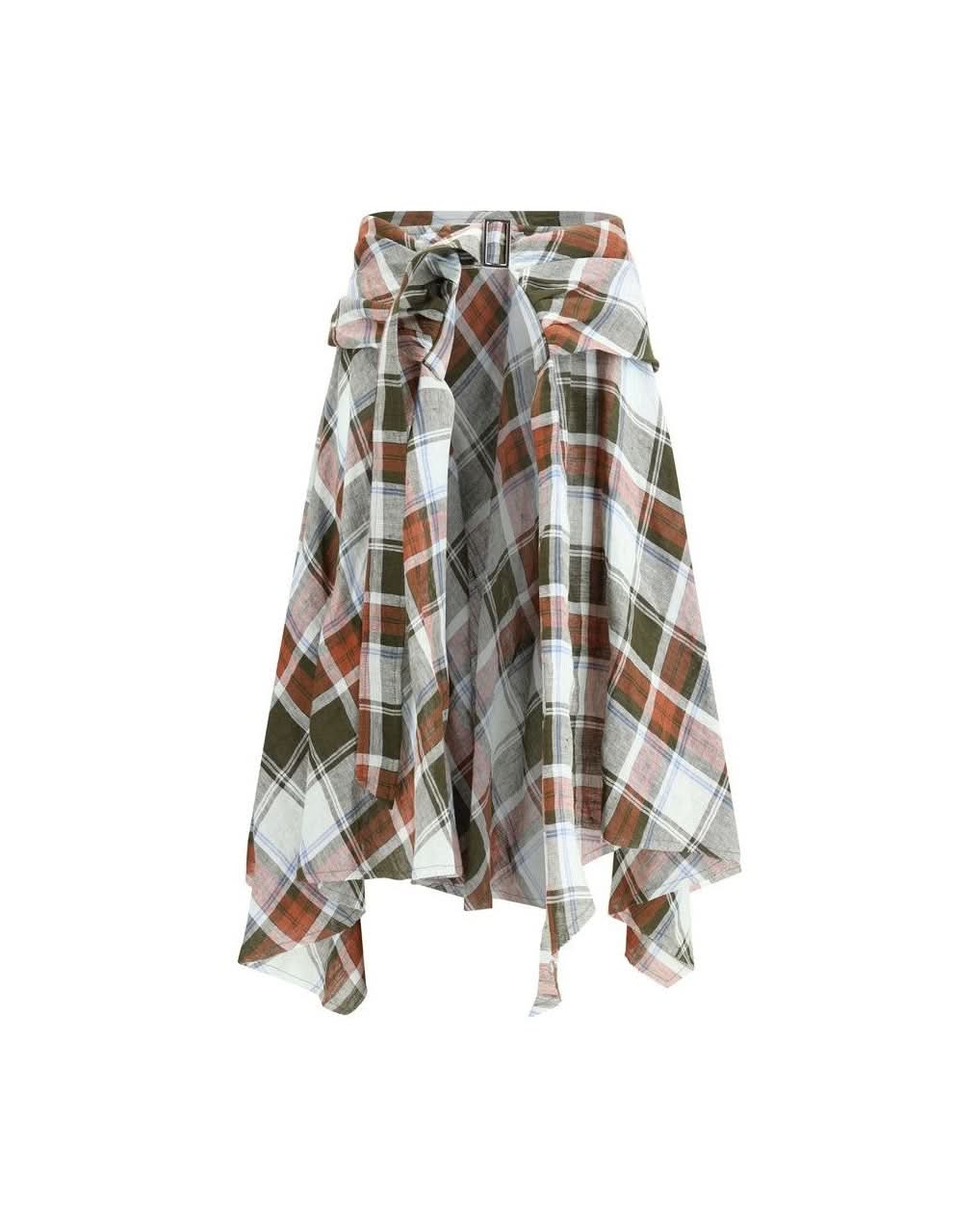 Marbell Multicolor Linen Midi Skirt 