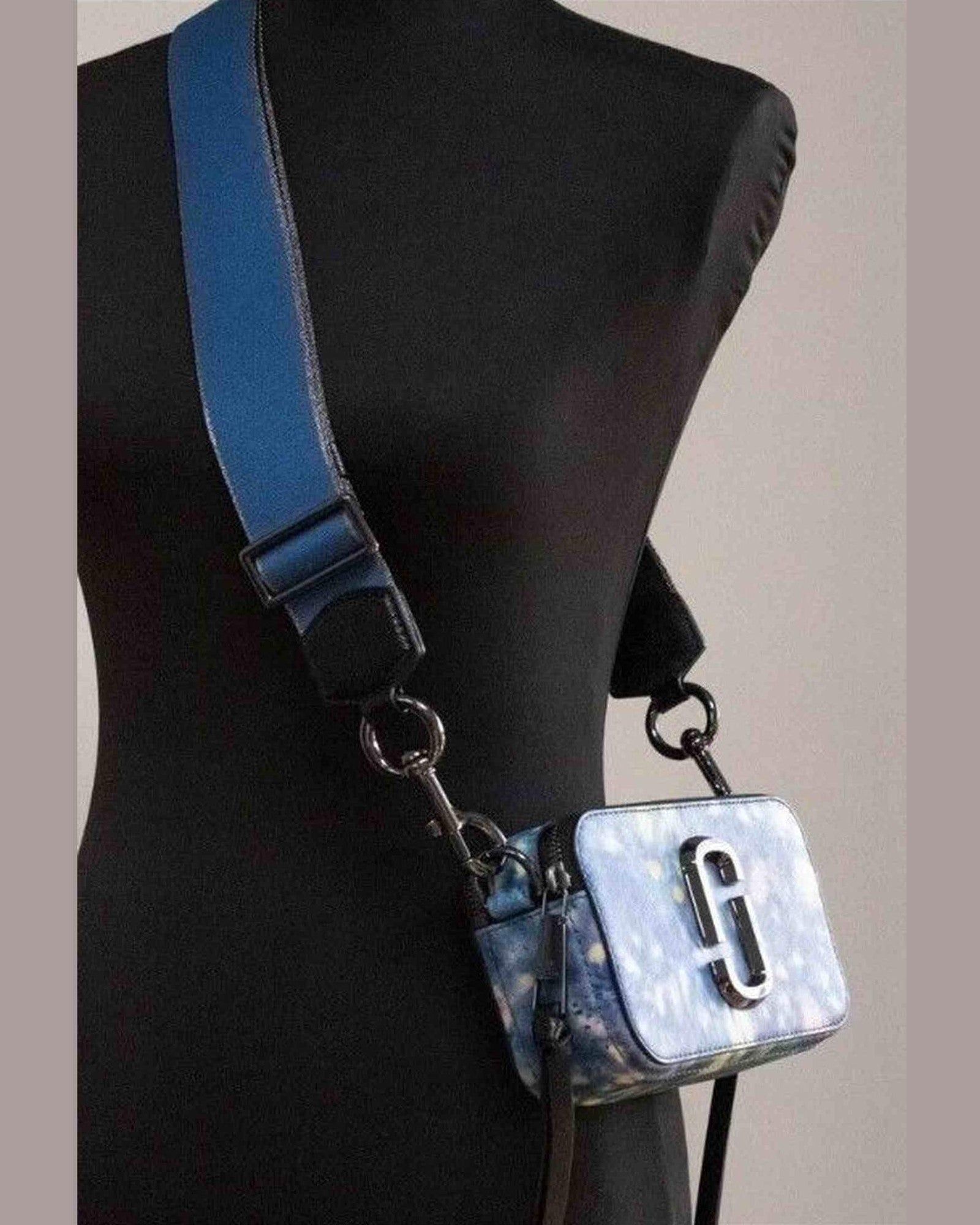 Marc Jacobs The Snapshot Bag Watercolor Printed Leather Shoulder Bag Blue Purse Glam Steals