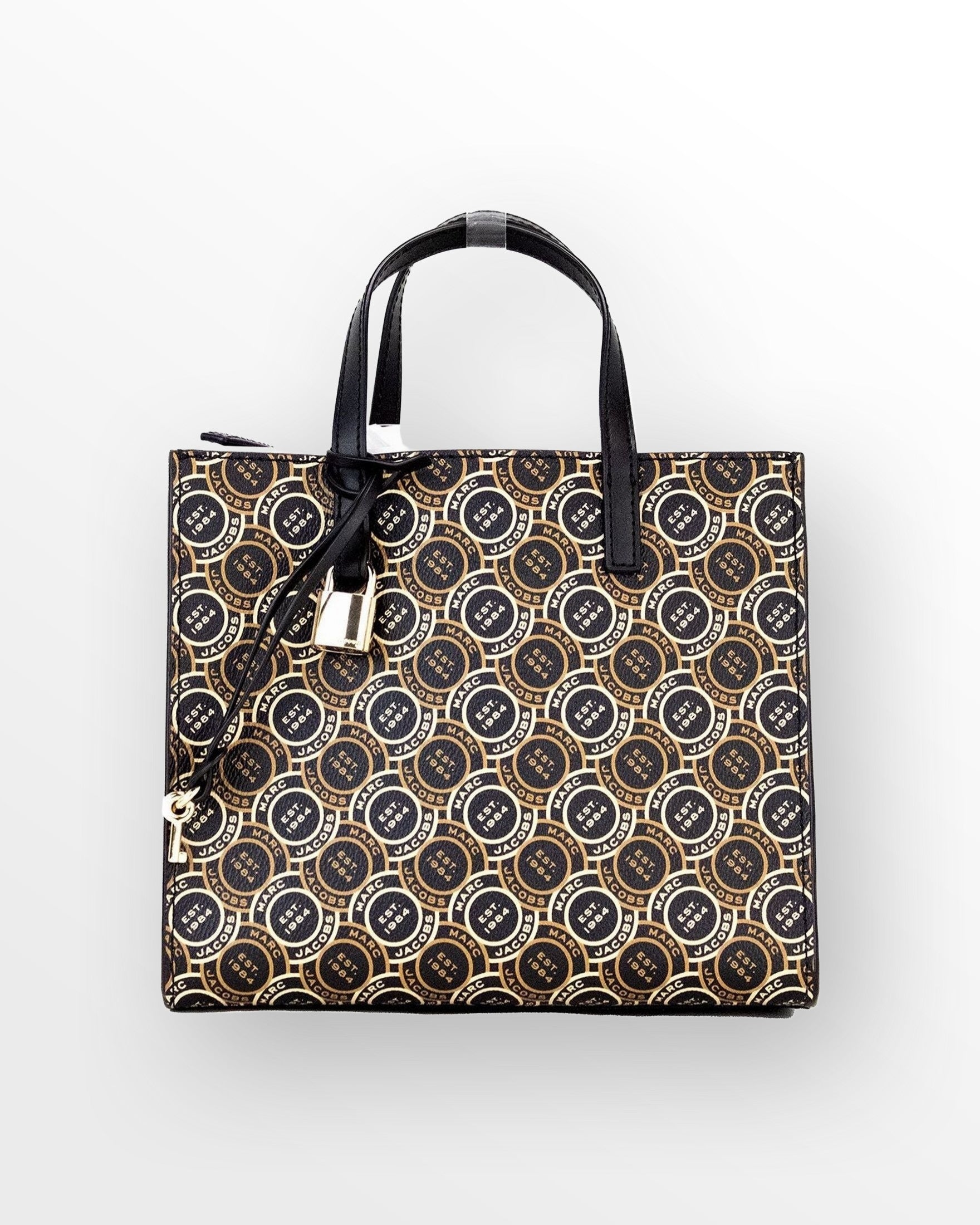 Marc Jacobs Mini Grind Signet Printed Leather Crossbody Tote Handbag Purse Glam Steals