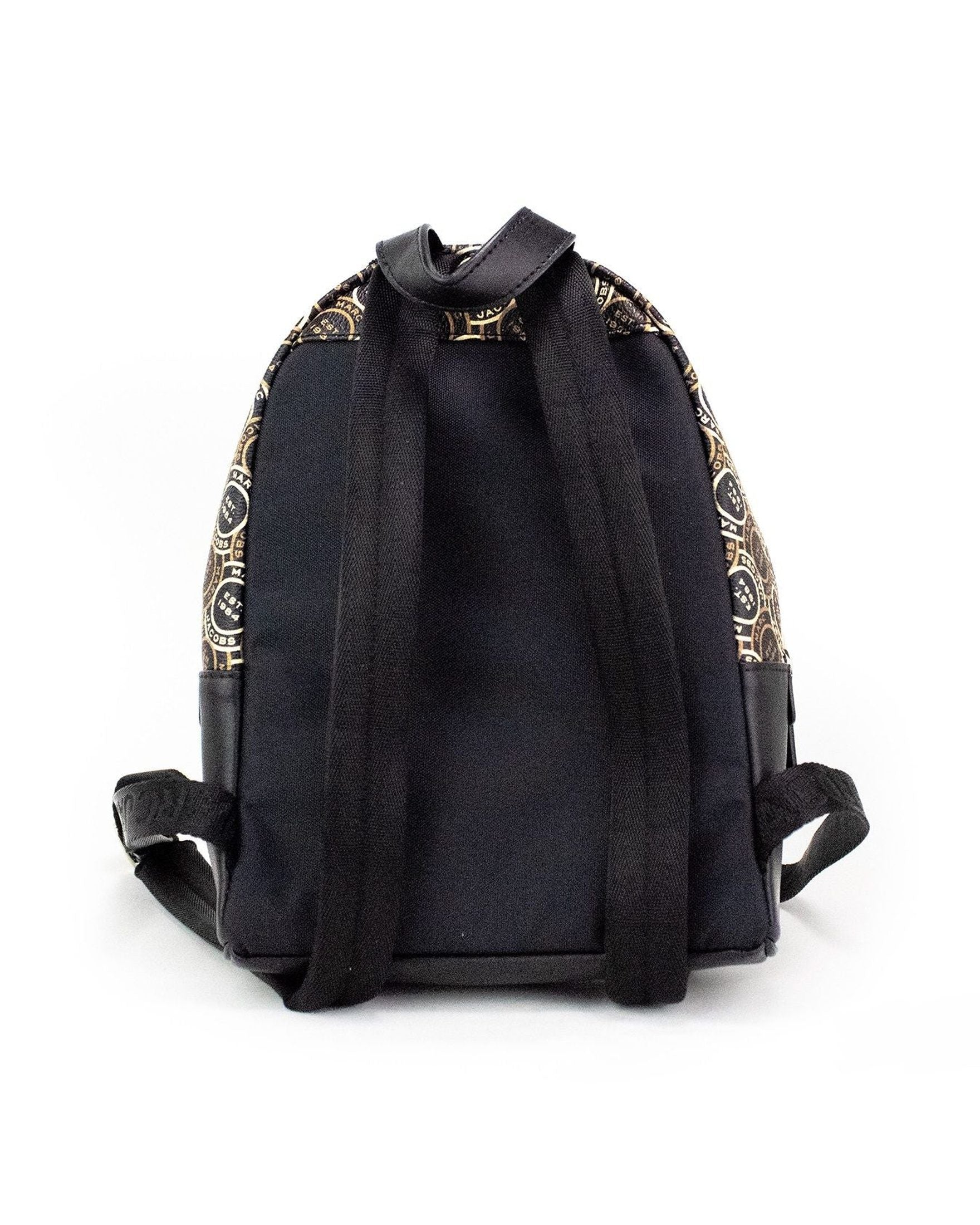 Marc Jacobs Signet Mini Logo Printed Leather Shoulder Backpack Black Bookbag Glam Steals