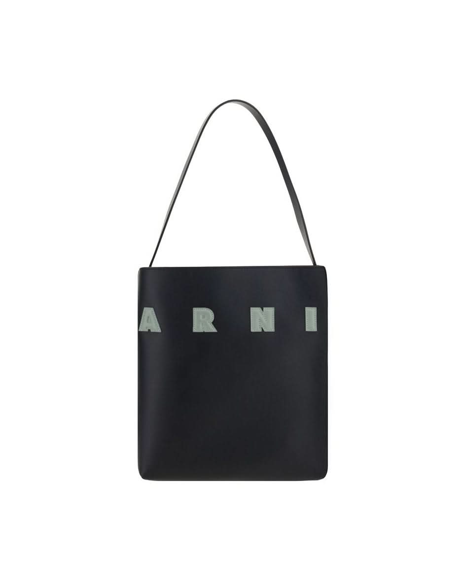 Marni Black Calf Leather Bos Taurus Shoulder Bag 
