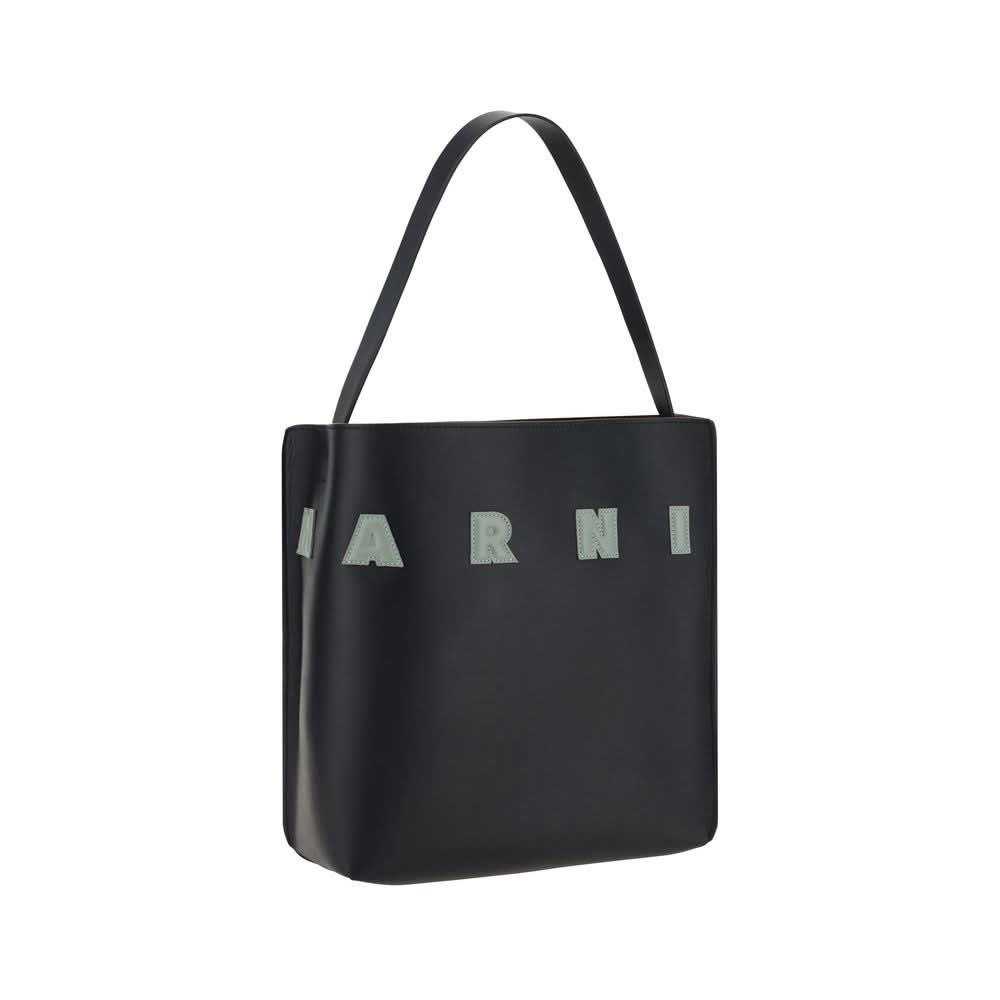 Marni Black Calf Leather Bos Taurus Shoulder Bag 