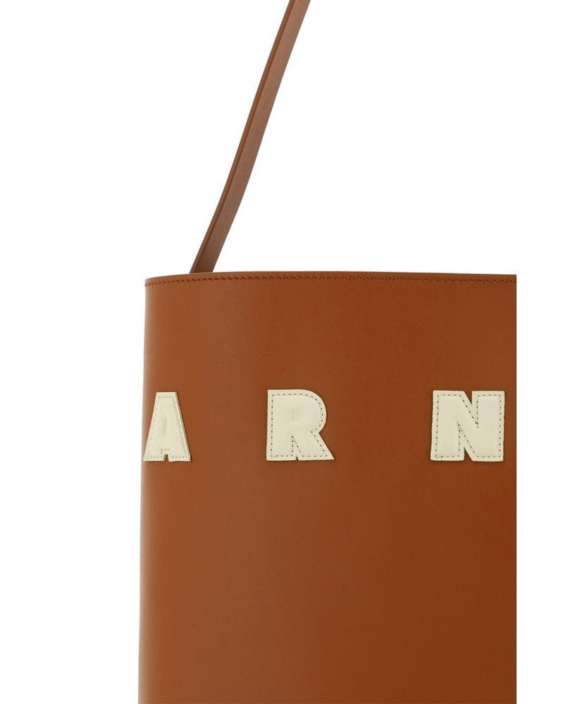 Marni Brown Calf Leather Bos Taurus Shoulder Bag Glam Steals