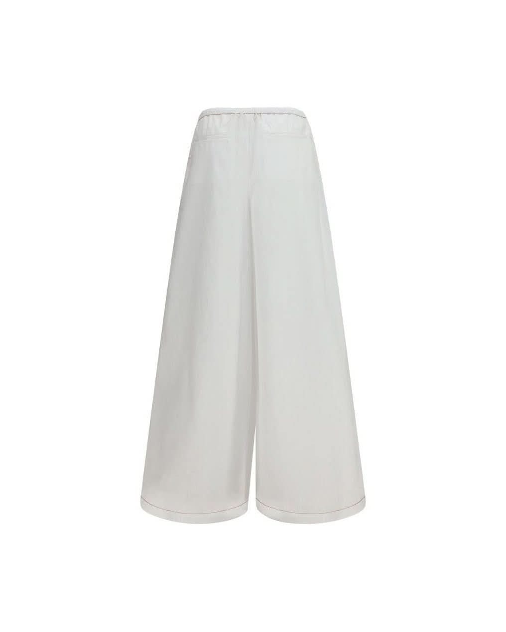 Marni White Cotton Casual Pant Glam Steals