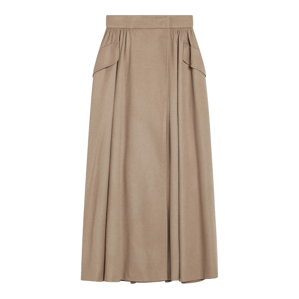 Max Mara Beige Midi Skirt in Camel Drap Glam Steals