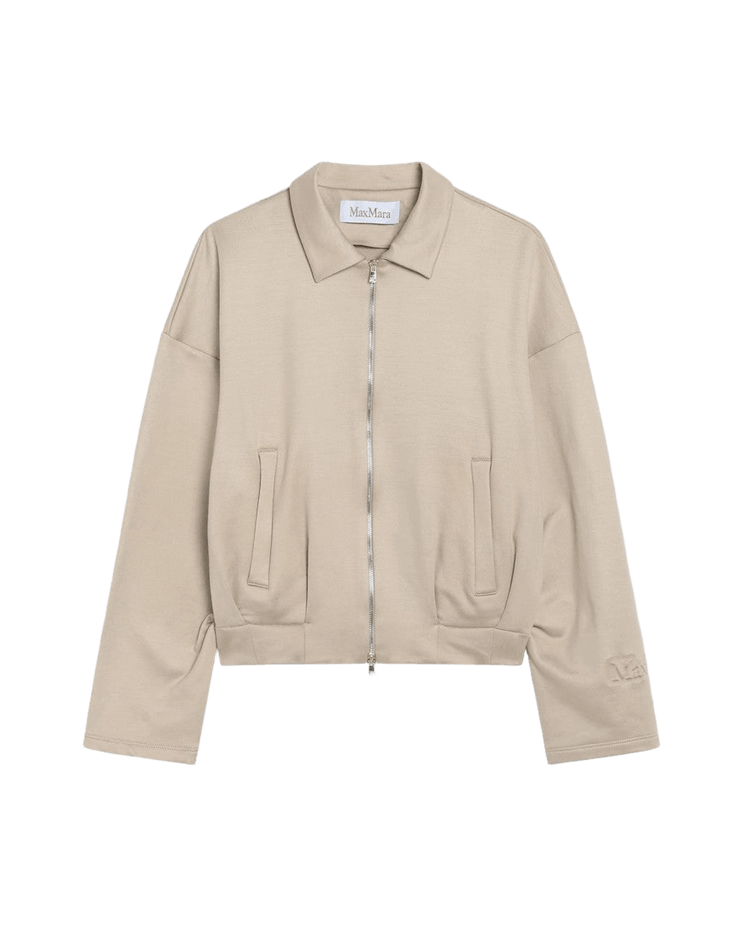 Max Mara Beige Silk Cropped Sweat-Shirt In Blend Glam Steals