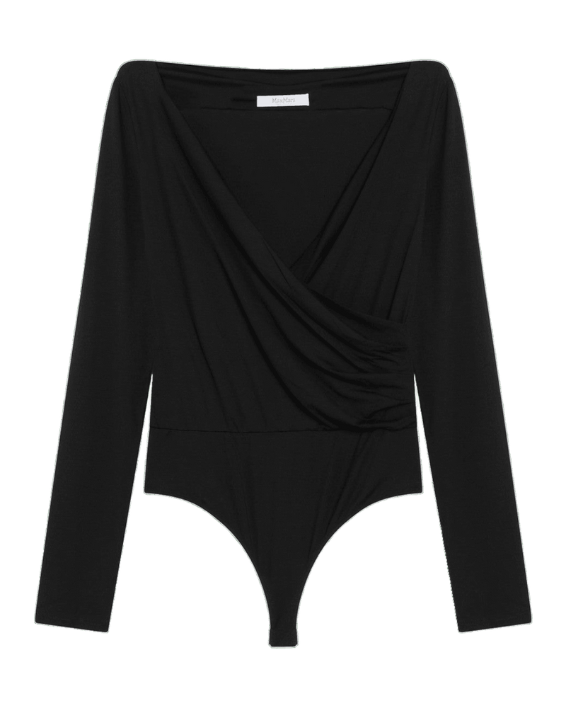 Max Mara Black Jersey Crossover Bodysuit Glam Steals