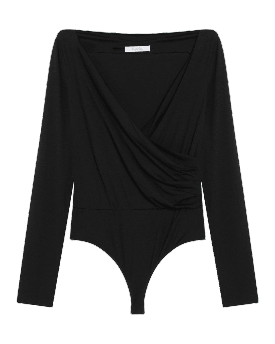 Max Mara Black Jersey Crossover Bodysuit Glam Steals