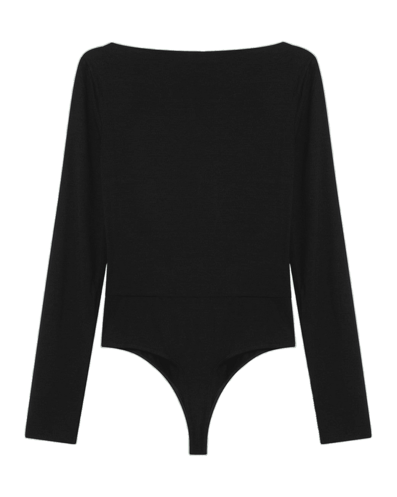 Max Mara Black Jersey Crossover Bodysuit Glam Steals