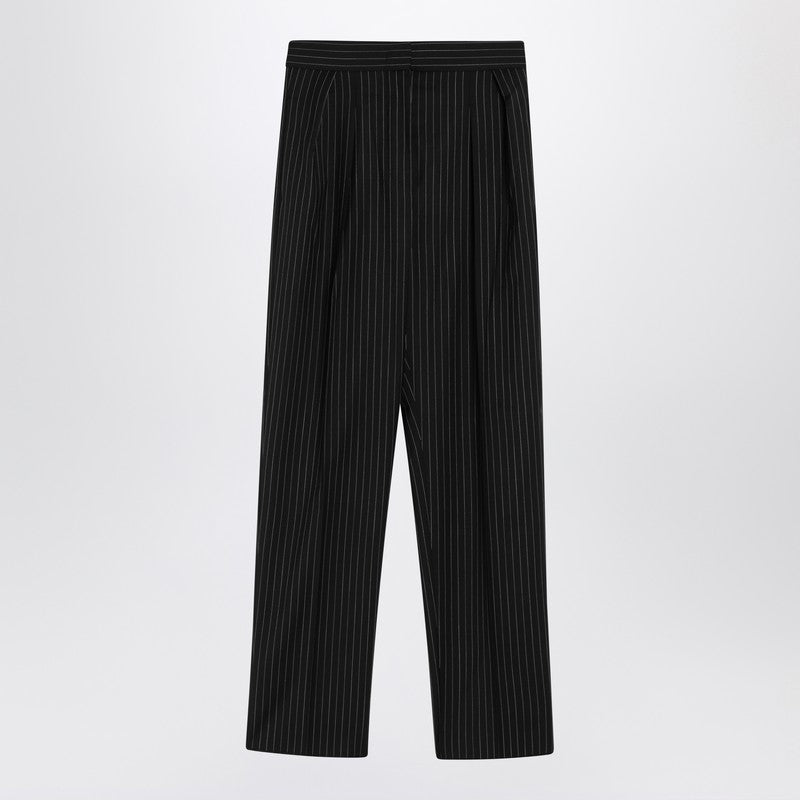 Max Mara Black Wool Pinstriped Trouser Glam Steals