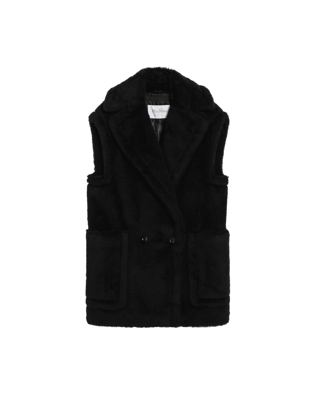 Max Mara Black Wool Teddy Gilet in Alpaca Glam Steals