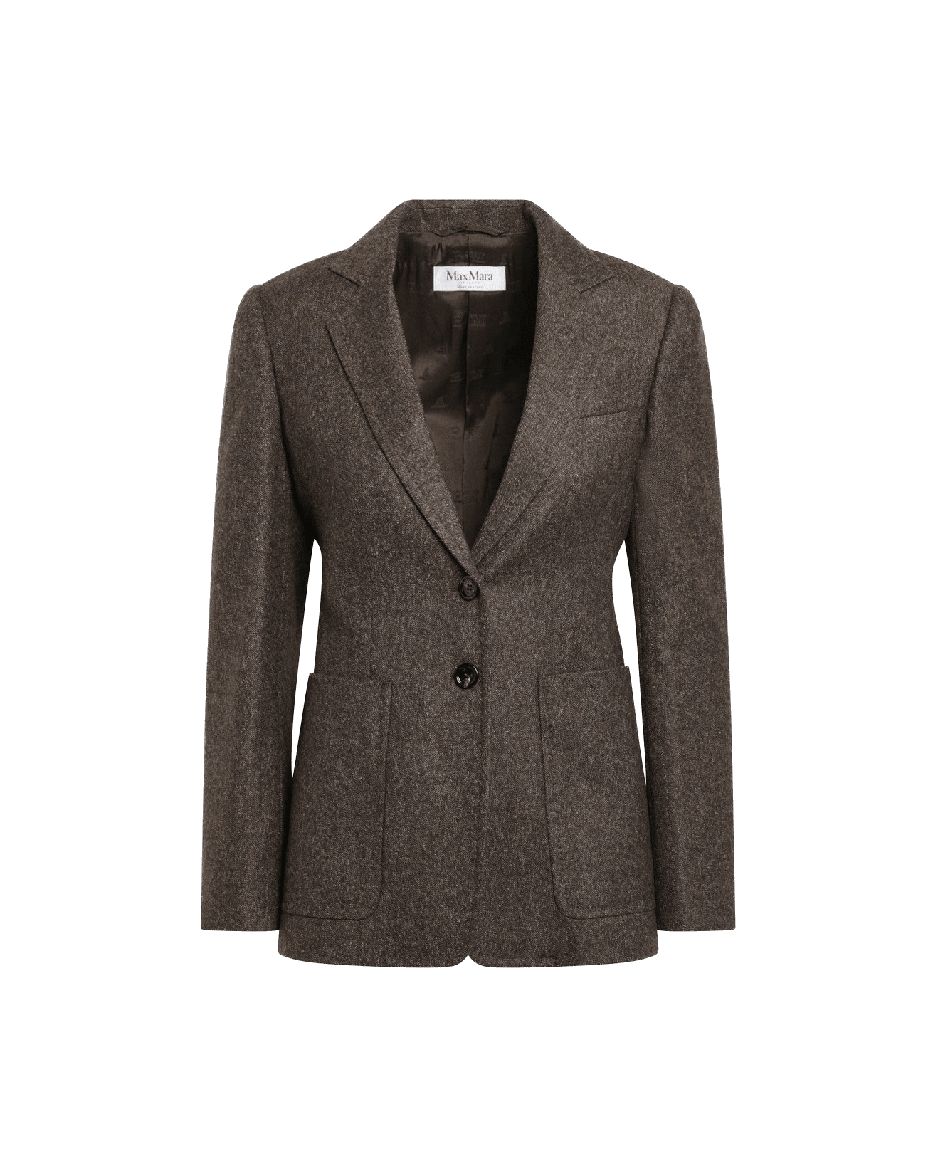 Max Mara Brown Wool Single Breasted Jacket in Tweed Glam Steals