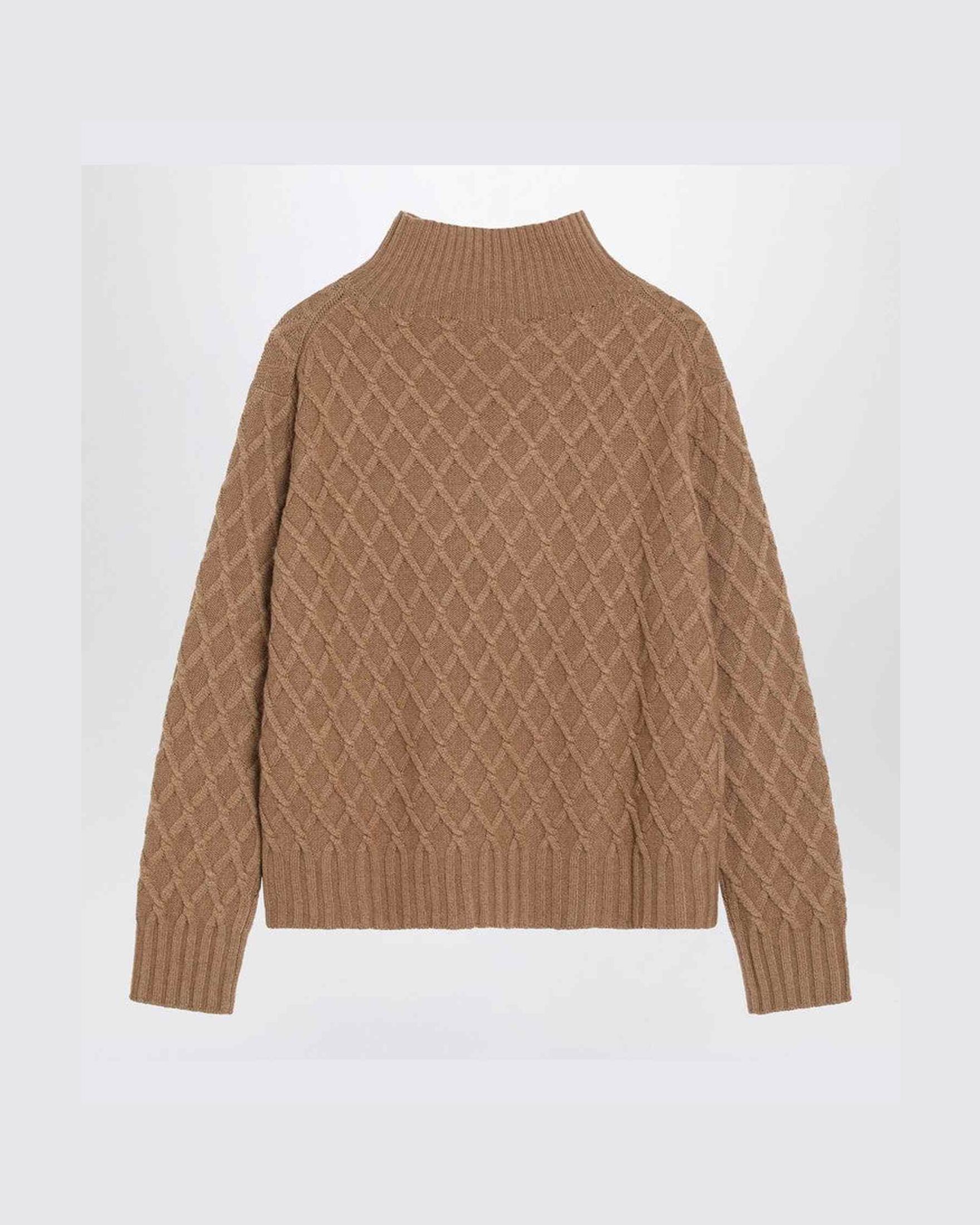 Max Mara Camel Cable Knit Turtleneck Jumper Glam Steals