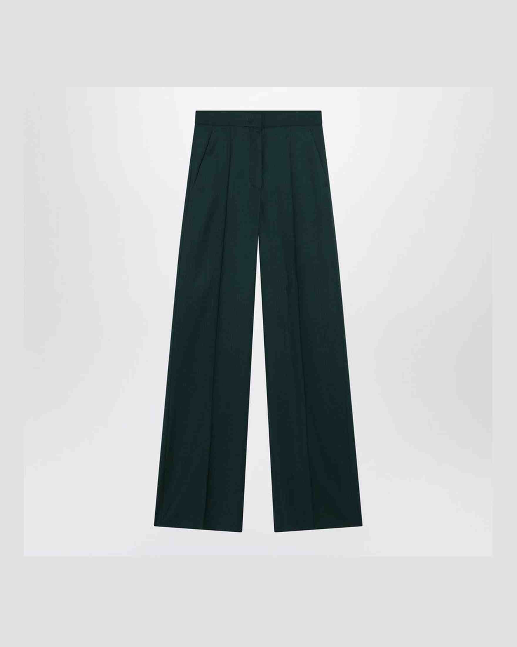 Max Mara Green Wool Straight Trouser Glam Steals