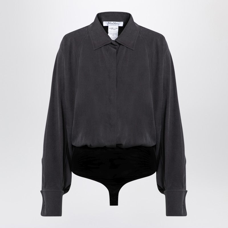 Max Mara Grey Silk Anthracite Body Shirt Glam Steals